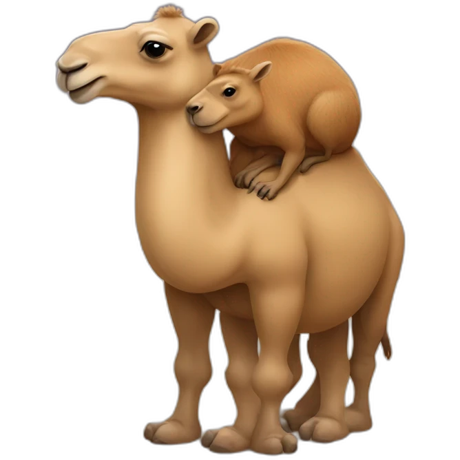 Camel and capybara hug emoji