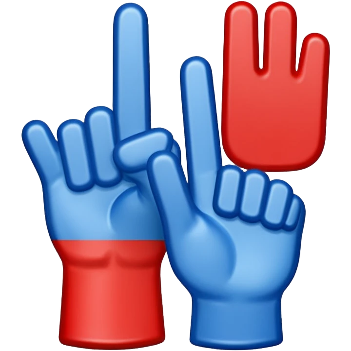 foam 1 finger blue (#00A3E0) and red (#F9423A) emoji