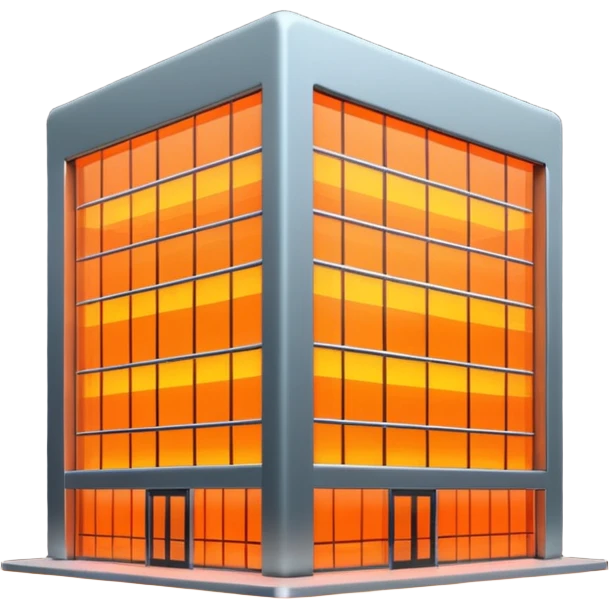 modern office building with neon orange lights emoji