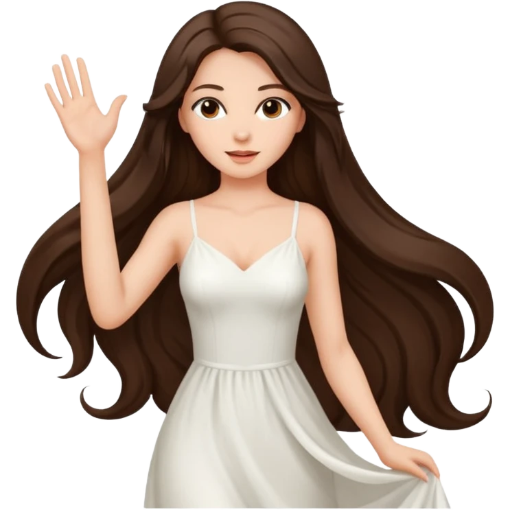 Beautiful brunette lady sexy with raised hand long hair emoji