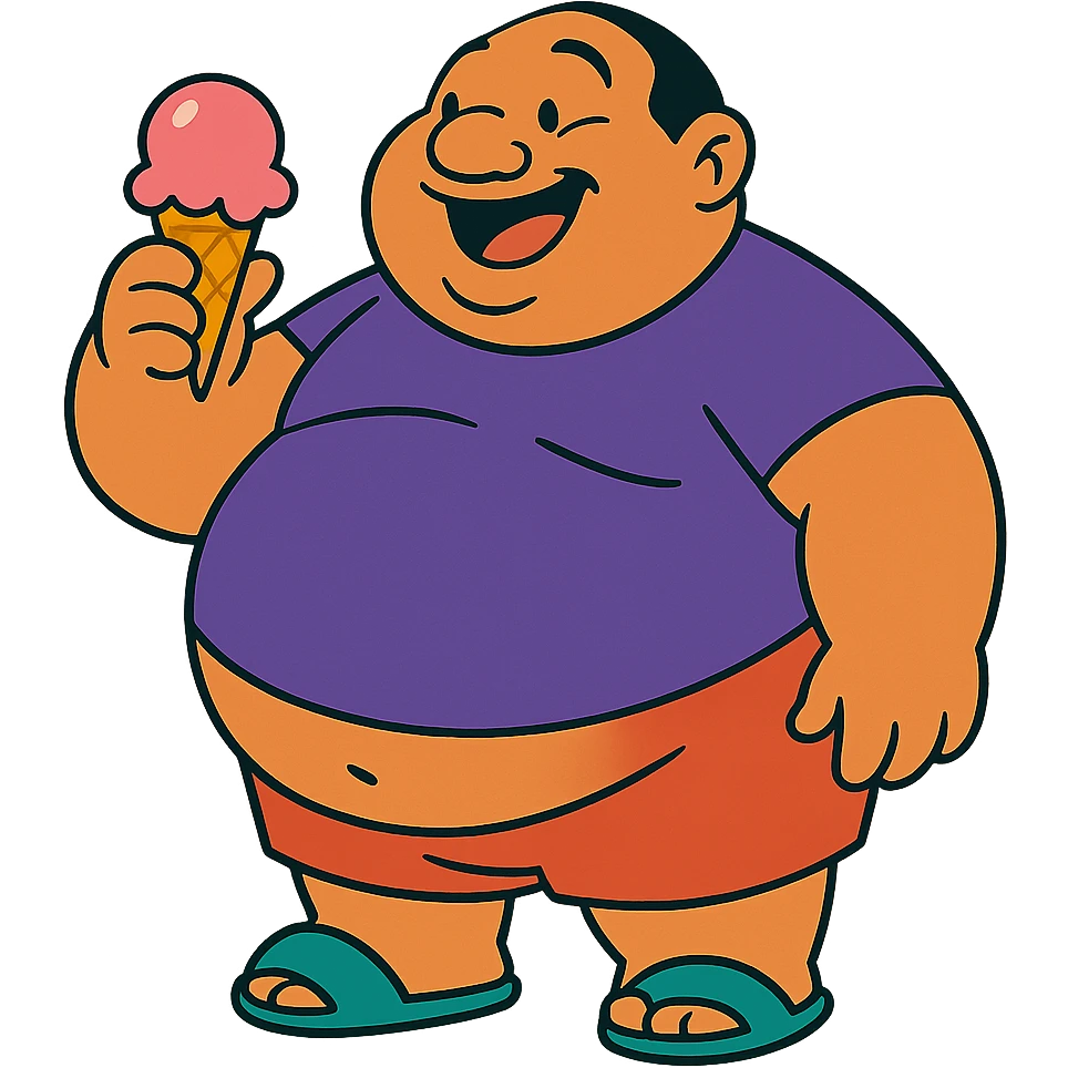 fat man with ice cream, inspired by Lilo and Stitch emoji