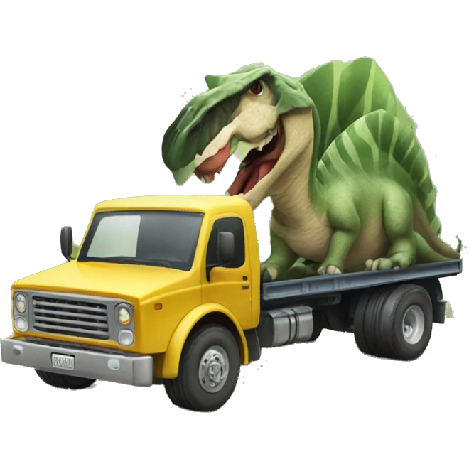 truck with a dinosar emoji