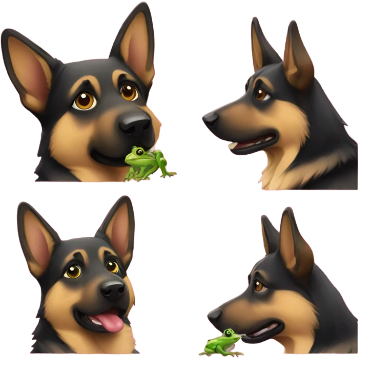 german shepherd with a frog on its gead emoji