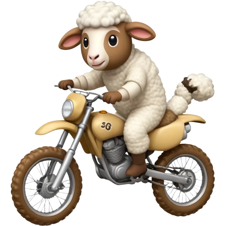 cartoon sheep on a dirt bike jumping emoji