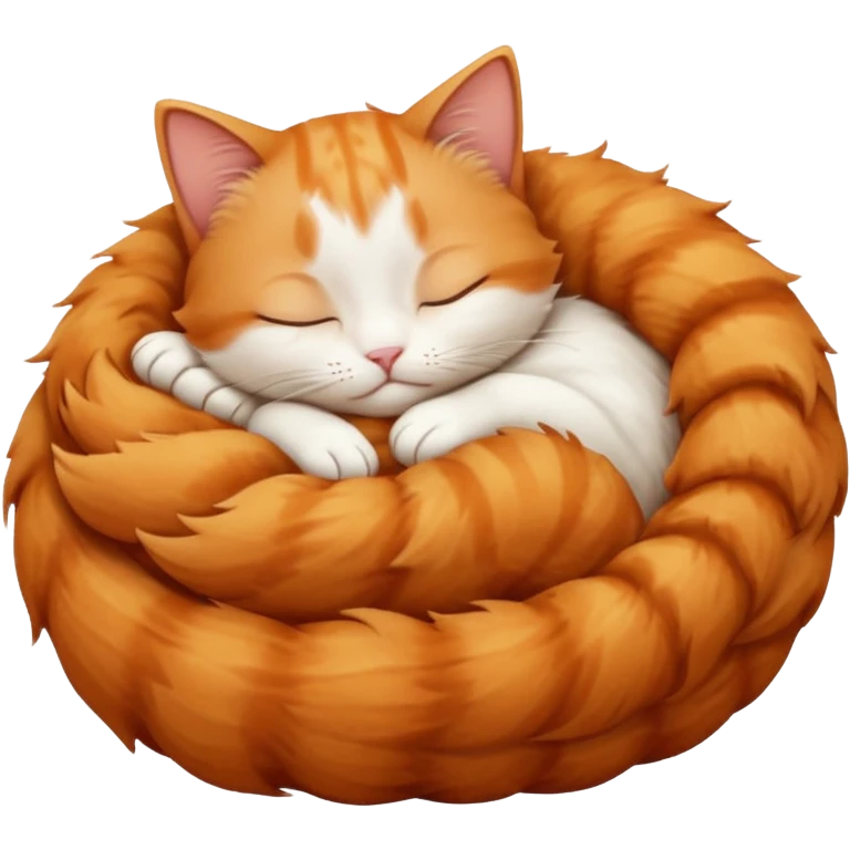 ginger and white small cat sleeping in funny position emoji