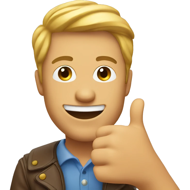 Smiling American Man shows thumbs up emoji