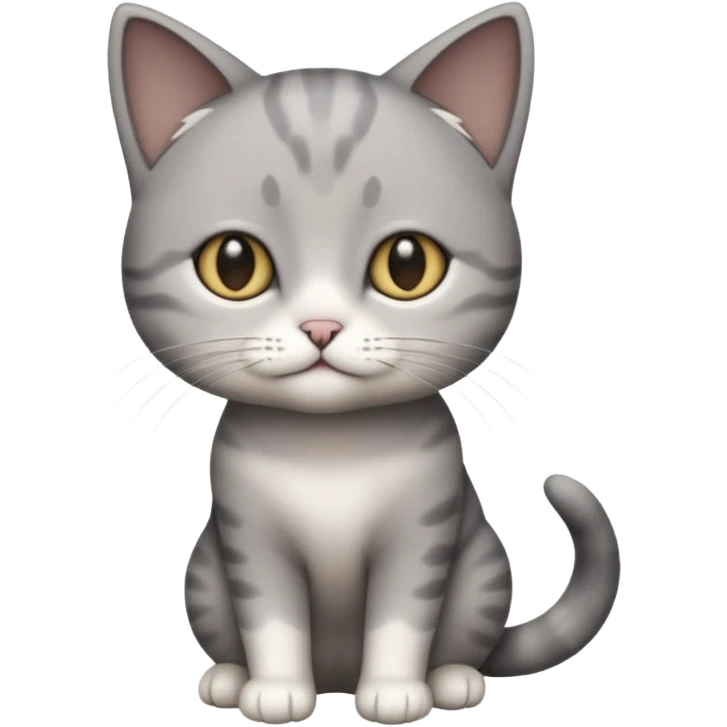 full body small short hair dark grey and white cat emoji