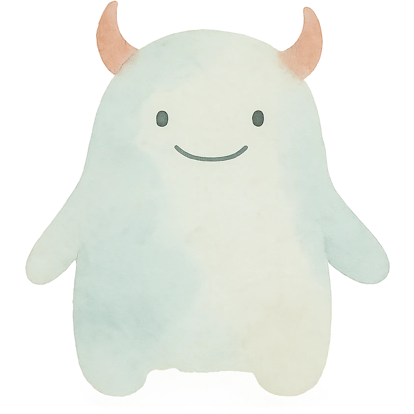 watercolor monster with soft edges and pastel colors emoji