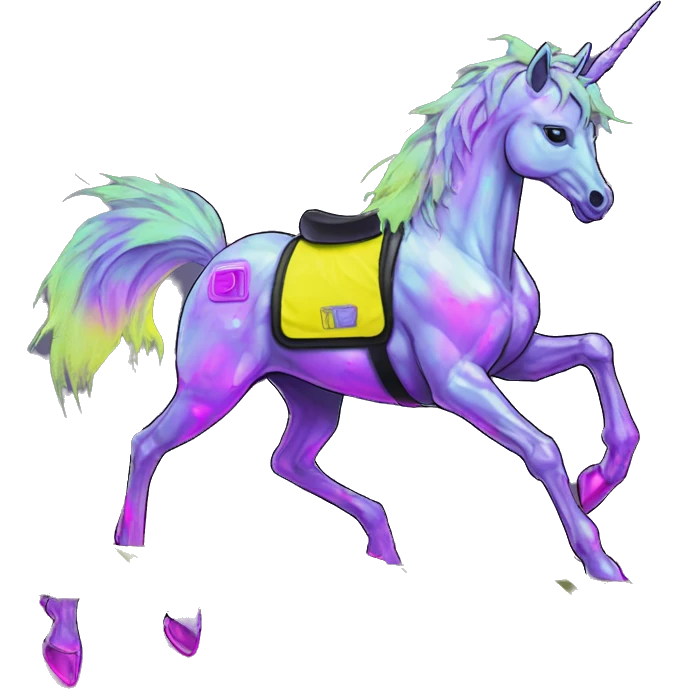 .Zombie_ Vaporwave black holographic oilslick zombie unicorn yellow caution tape graffiti Pegasus  emoji