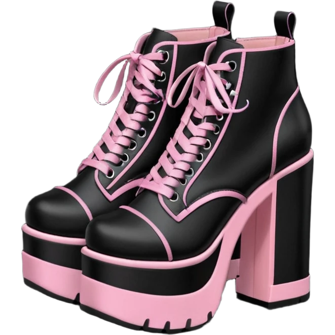 BLACKPINK-inspired gothic shoes, no hearts, black and pink, cute  emoji