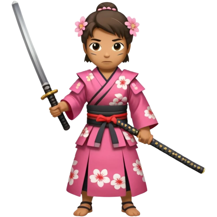Samurais in Hat, Lone samurai in hat, blossom dress emoji