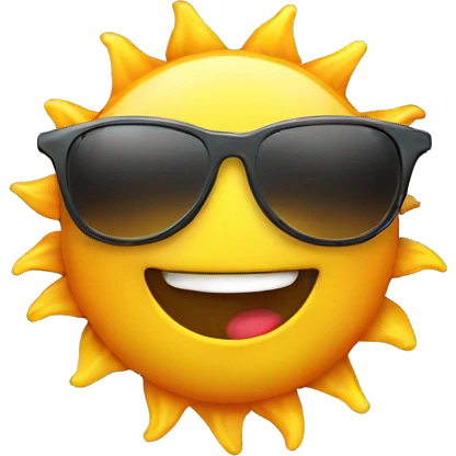 A smiling sun emoji with sunglasses and a tiny rainbow. emoji
