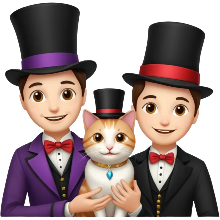 magician couple and their pet cat emoji