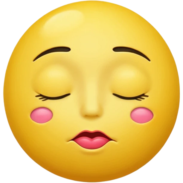 a yellow ball that has his eyes closed and his lips puckered out emoji