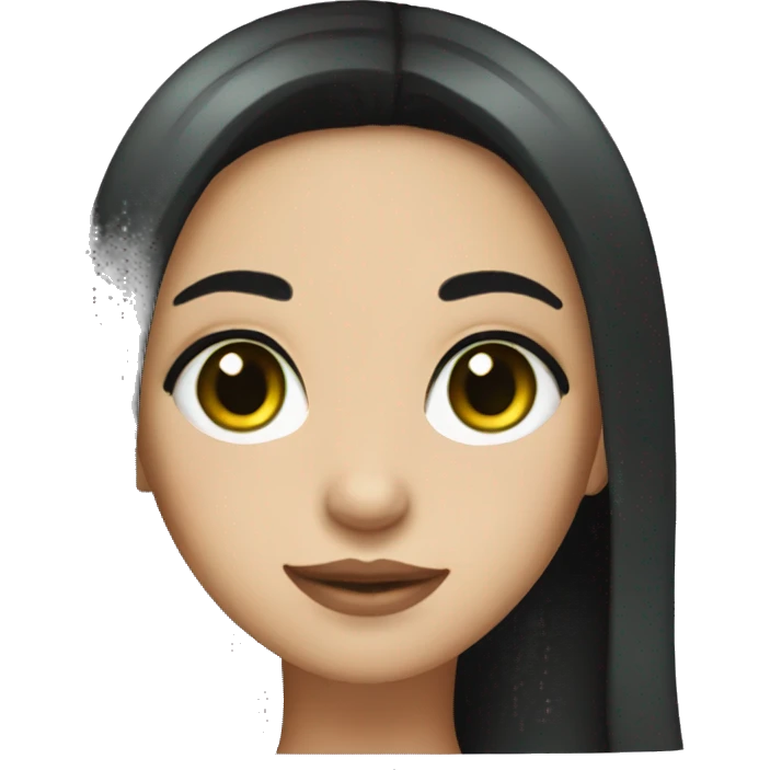 Girl with black hair green eyes and a mole by her nose emoji