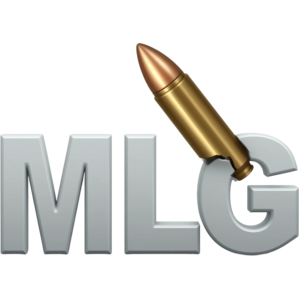 Надпись MLG пронзённая пулей, буква G по полам ломается emoji