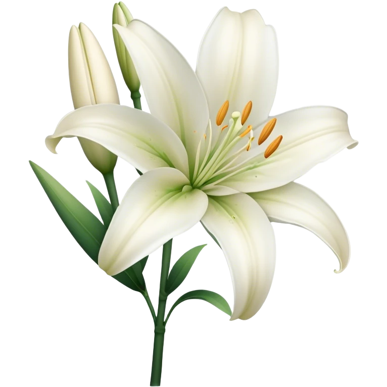single White Lily, straight stem emoji