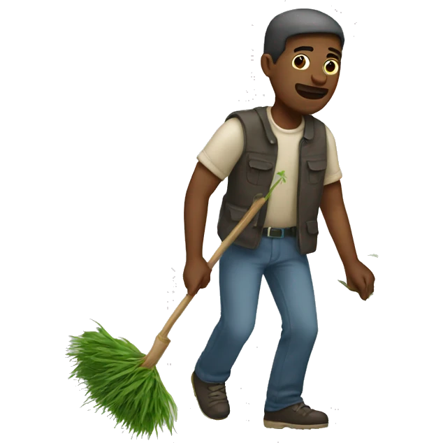 White Man pulling weeds emoji