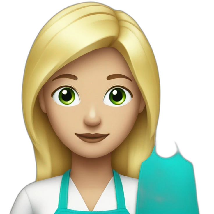 blonde woman with a cyan apron emoji