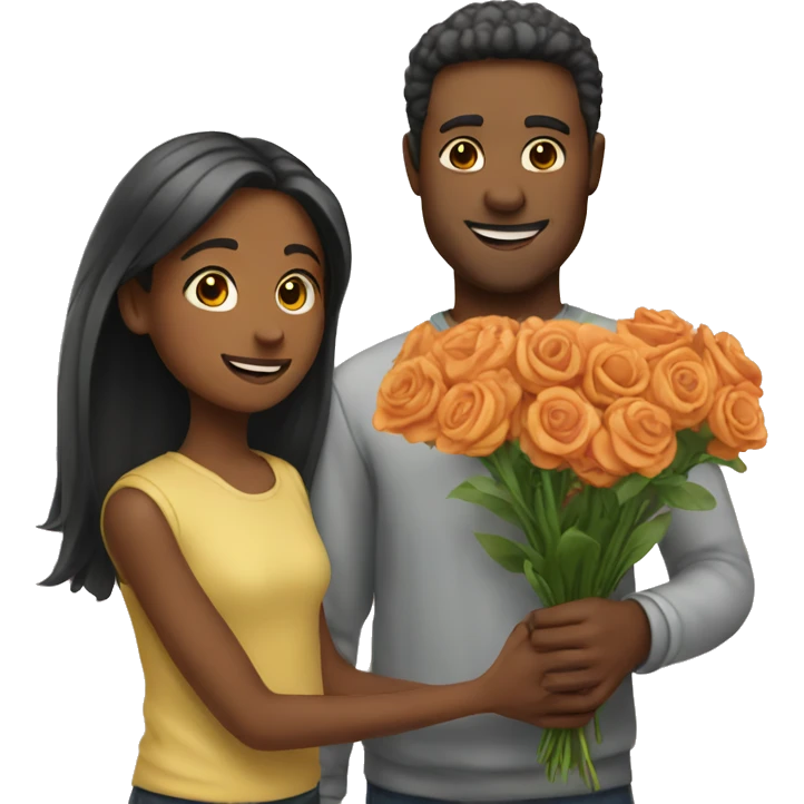Man giving girl flowers  emoji