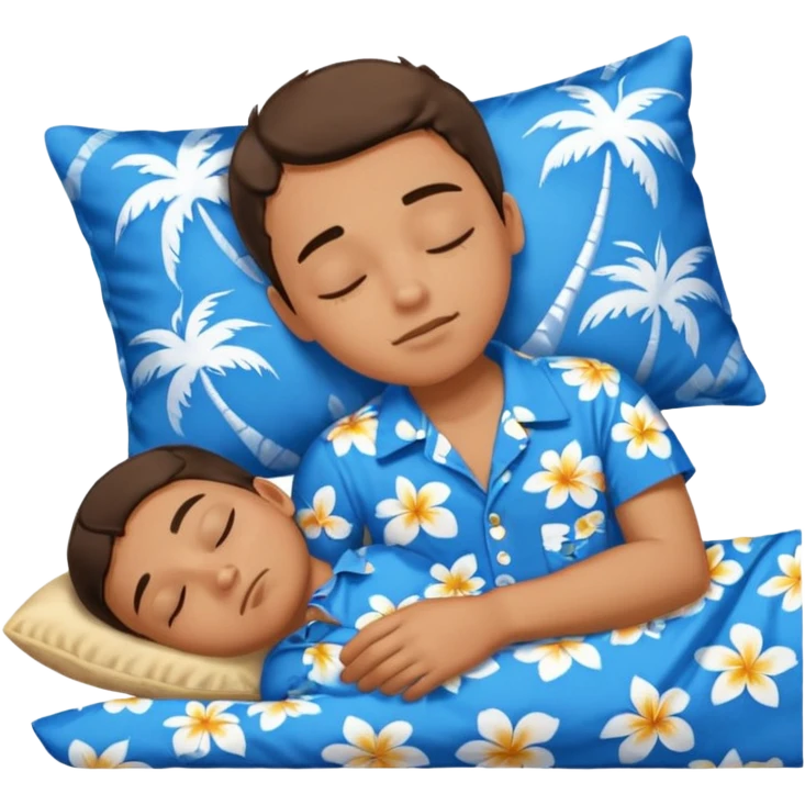 Boy with blue Hawaiian shirt sleeping emoji
