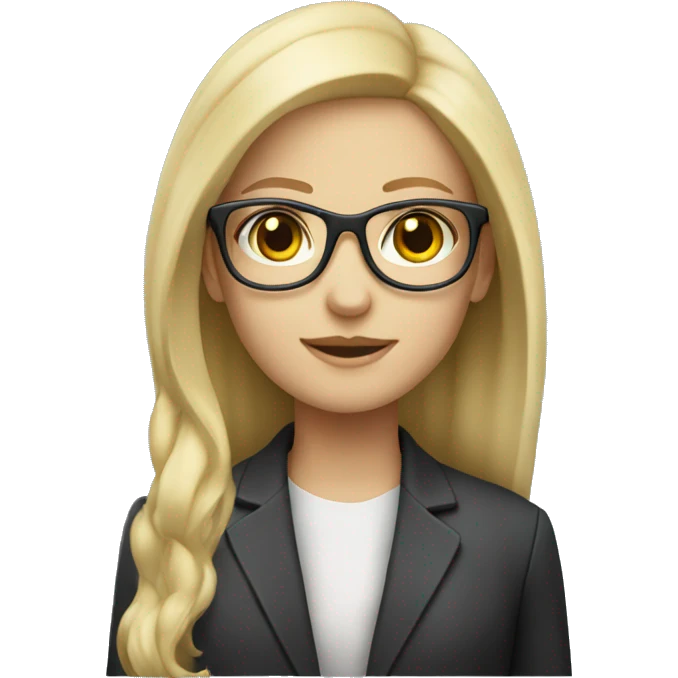 Blonde caucasian girl with glasses wearing blazer emoji