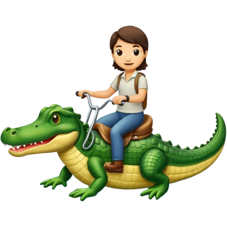 Calvy Barra riding a alligator  emoji