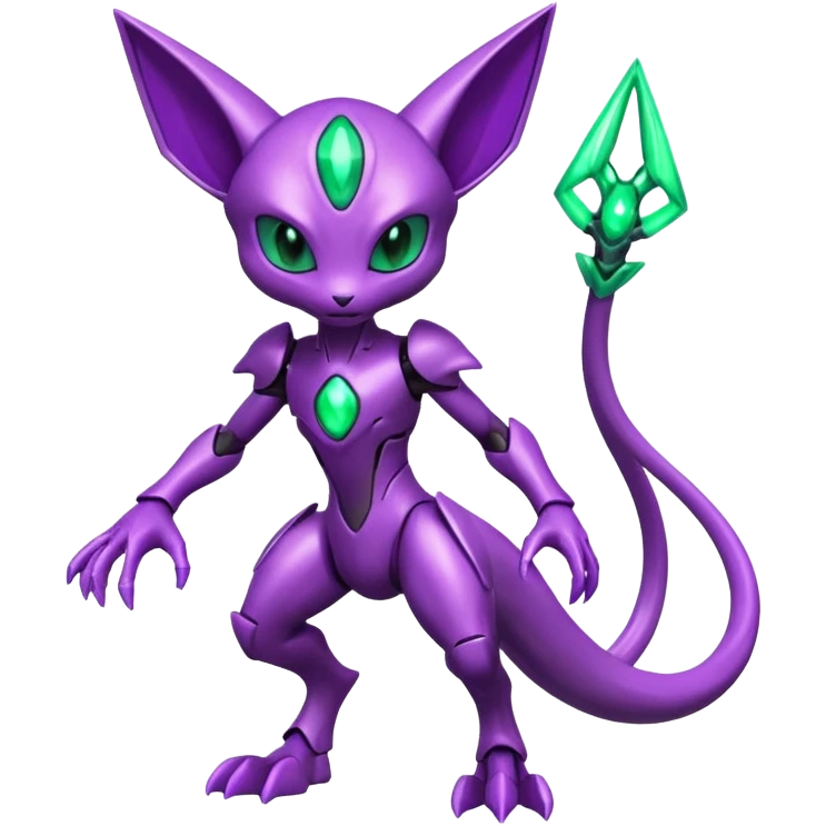 Futuristic armored cyber-Mewtwo-Sableye-Genesect-Deoxys-Espeon-alien-hybrid-fusion emoji