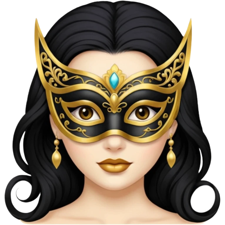 masquerade masked white woman black hair emoji