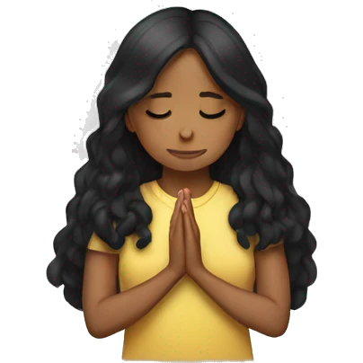 Black long hair Mexican girl praying emoji