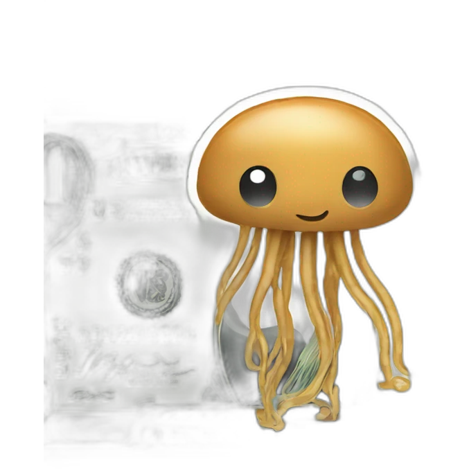 Adorable peanut butter jellyfish on money emoji