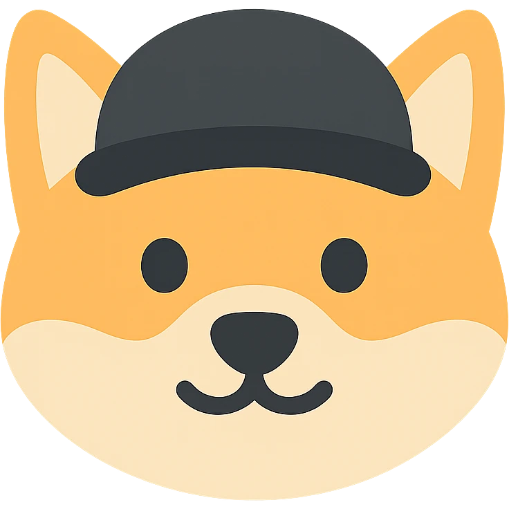 Shiba Inu in a black cap emoji