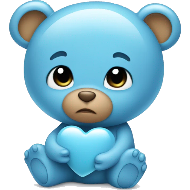 Baby blue heart with bear toy  emoji