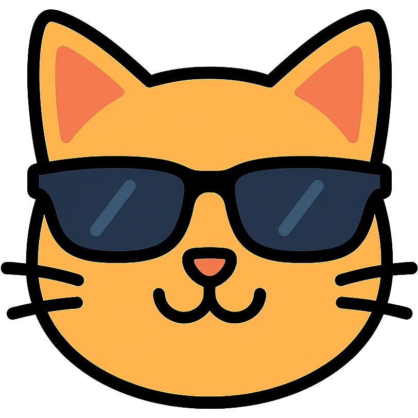 playful and cool cat with sunglasses emoji