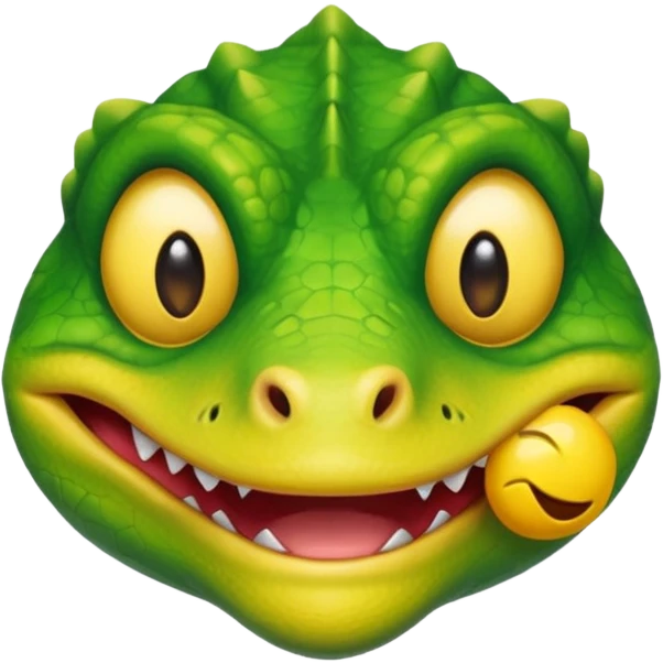 a sad lizard removing a smiling yellow emoji mask emoji