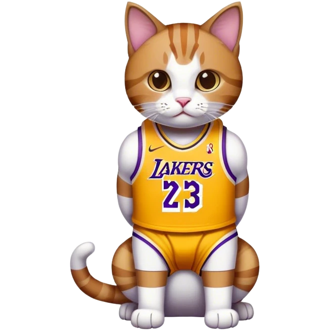 white brown Cat wearing a lakers lebron james jersey 24 emoji