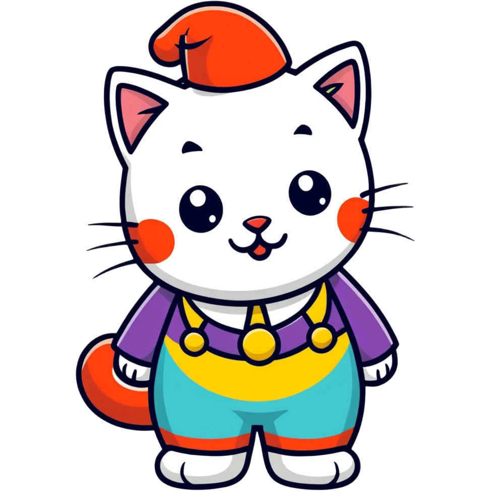 a cat dressed as a clown emoji