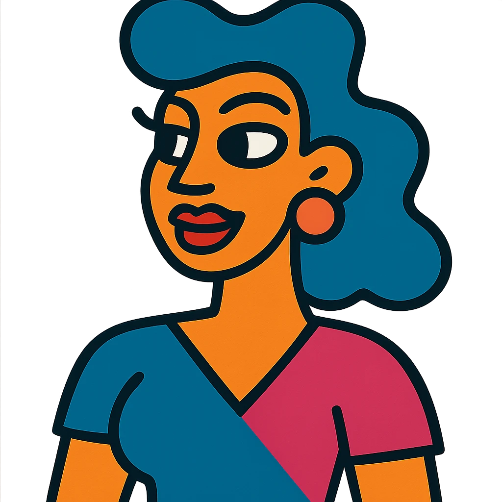 A stylized woman with exaggerated features emoji