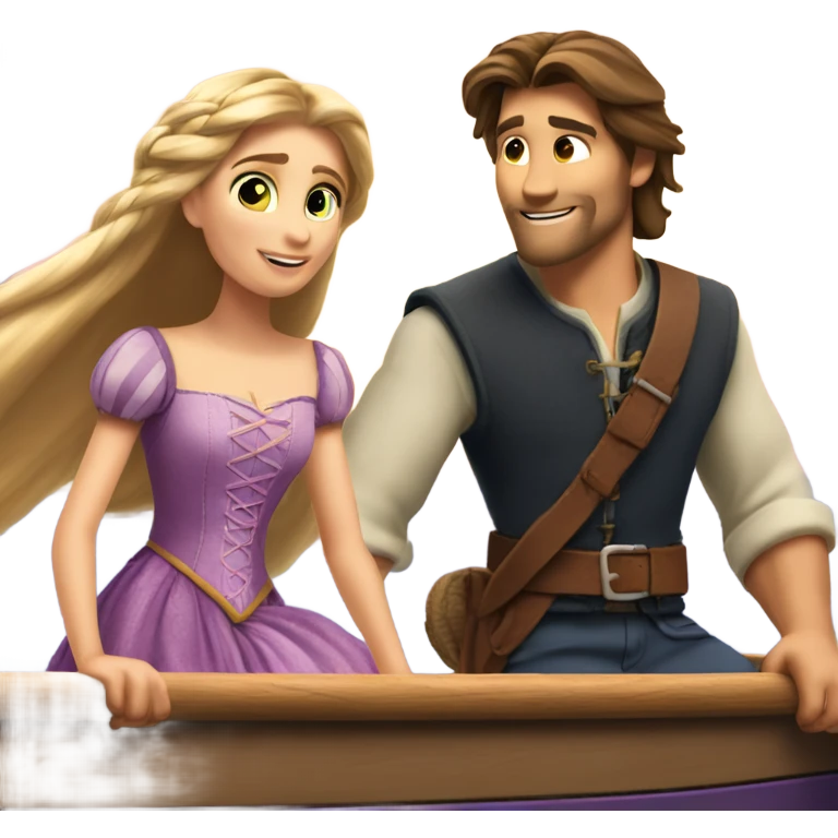 Rapunzel and Flynn on the boat emoji