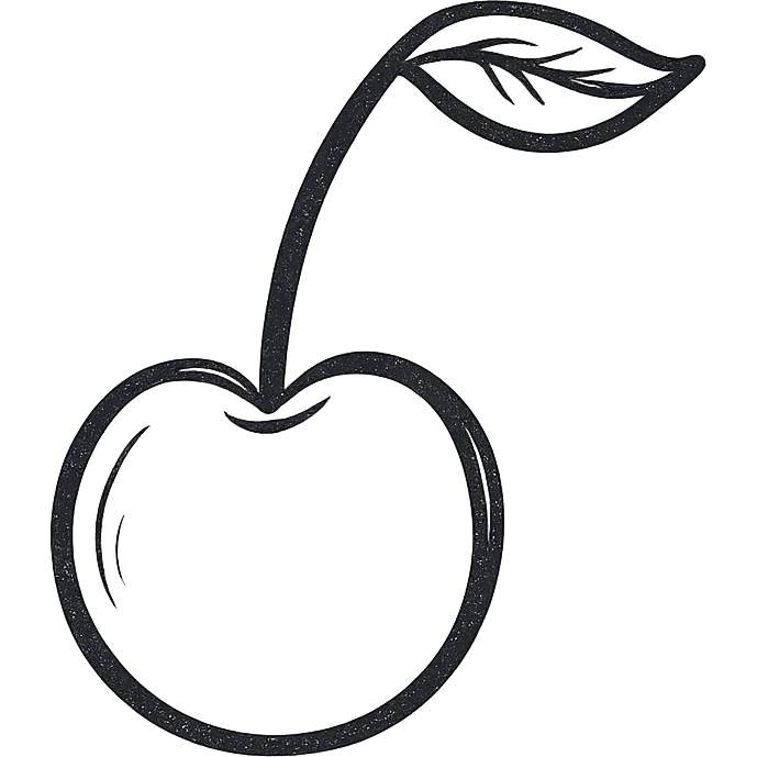 cherry, simple, hand drawn black outline, no fill emoji
