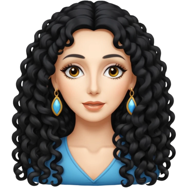 Cher with long black curly hair emoji