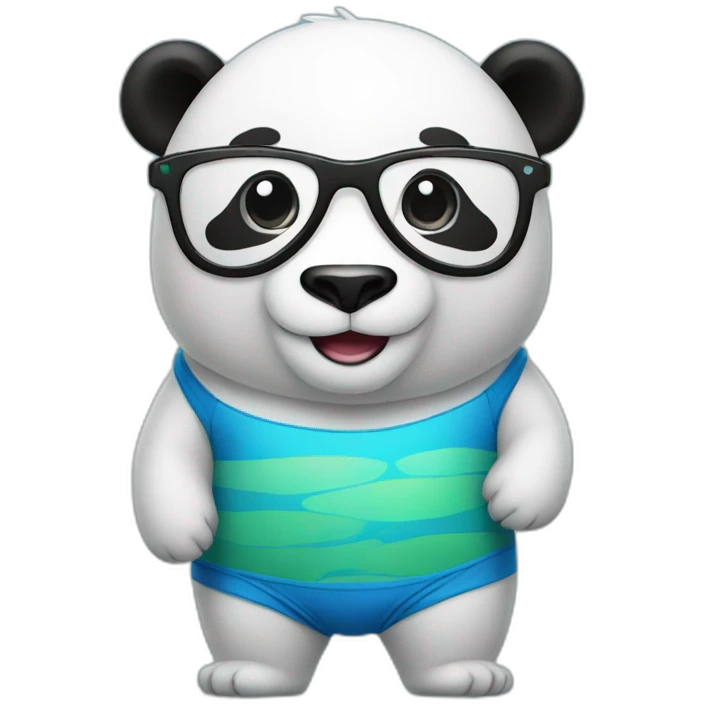 a panda bear in swimming pant and glasses emoji