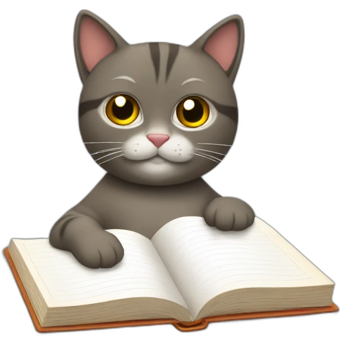 Gato escribiendo en una libreta emoji