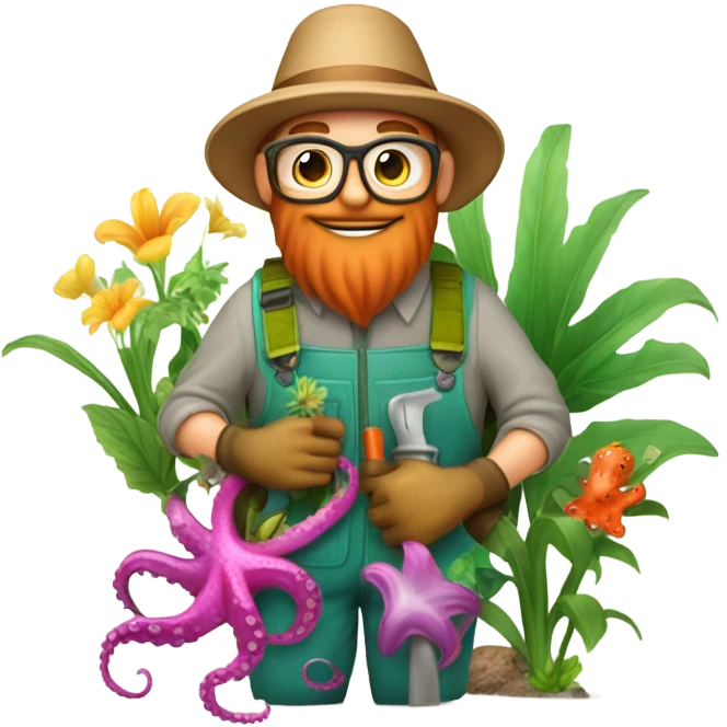 Gardener with an octopus  emoji