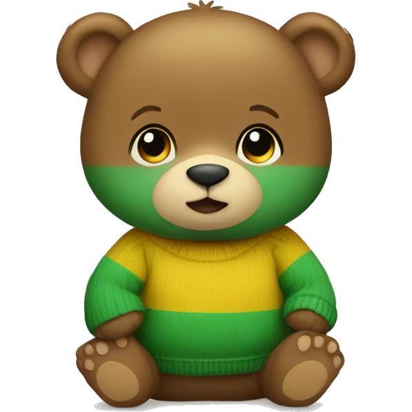 Baby bear wearing yellow and green stripe sweater emoji