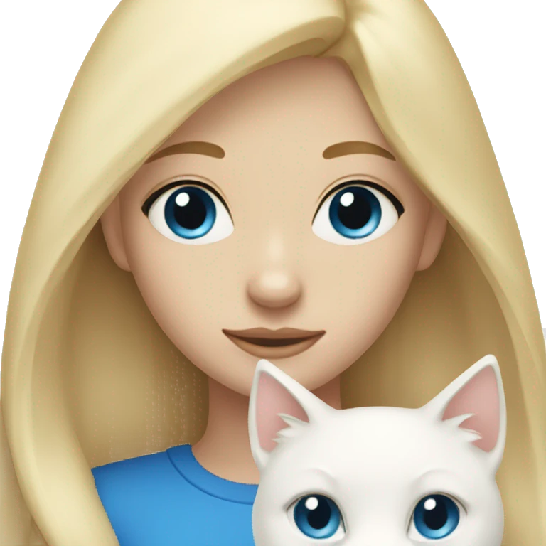 Blonde girl with 2 white cats with blue eyes  emoji