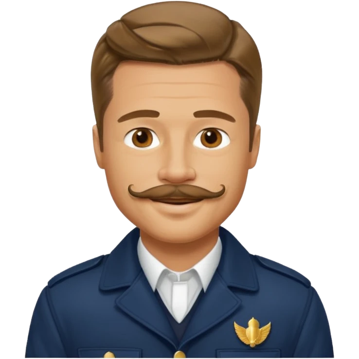 brad pitt with stache, wear navy jacket emoji