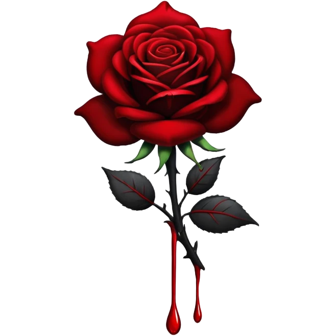 Black rose with blood drips red dark emoji