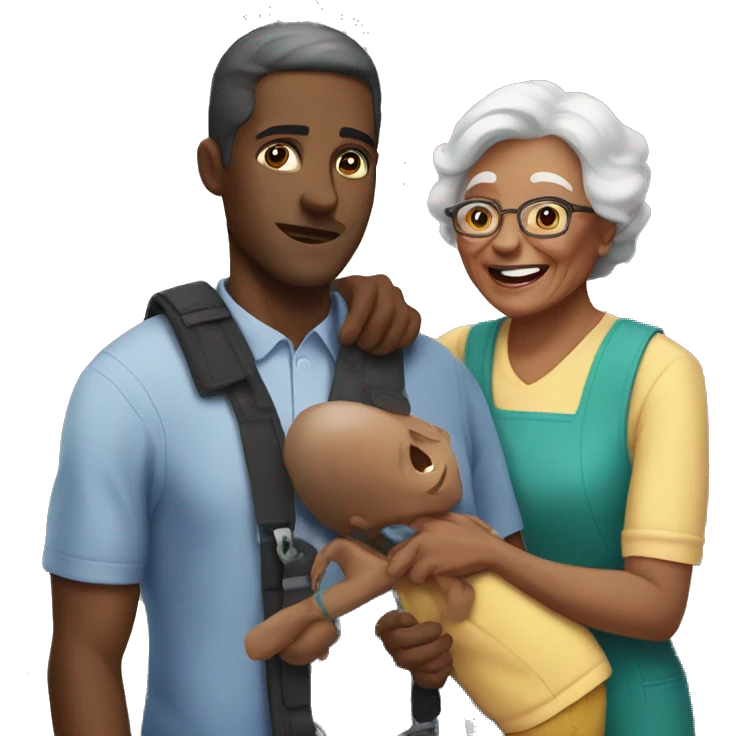 black men helping a grandma emoji