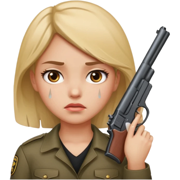 Girl holding a gun hand to head emoji